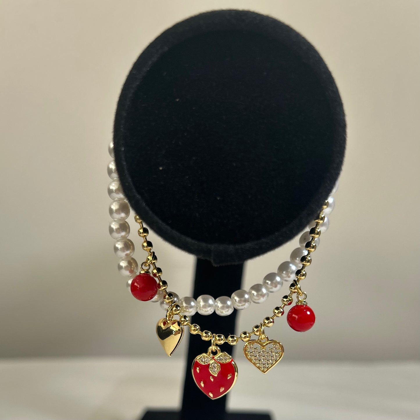 Pulsera Doble/Dijes Fresa